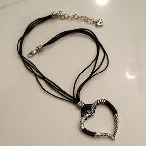 Brighton Heritage Heart Black Corded Pendant Necklace